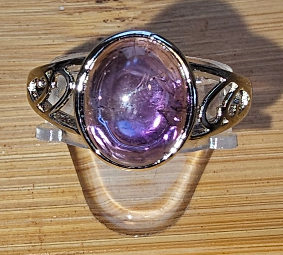 Copper Ring with Crystal Stone and Adjustable Band