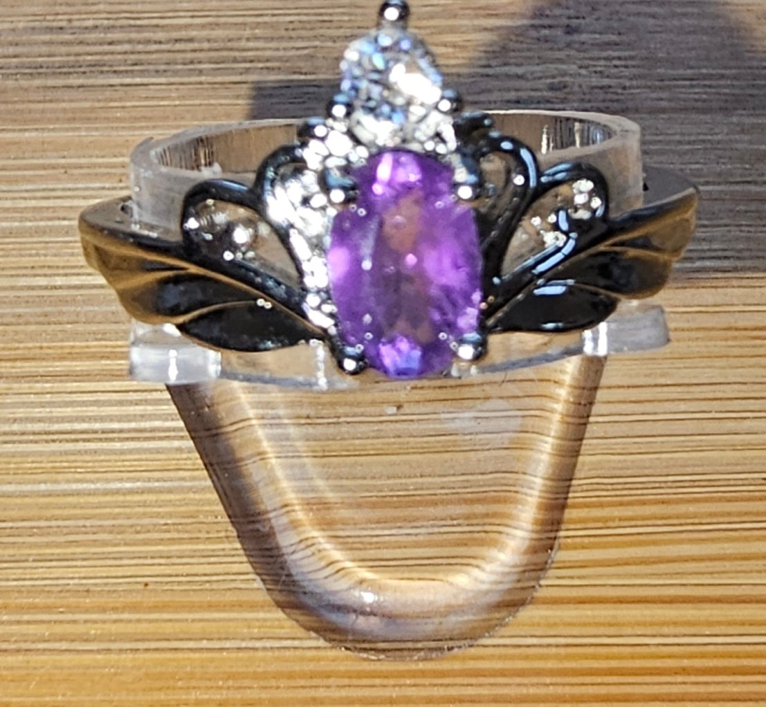 Copper Ring with Crystal Stone and Adjustable Band