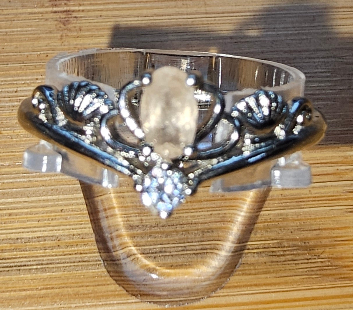 Copper Ring with Crystal Stone and Adjustable Band