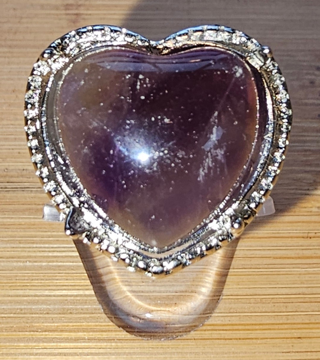 Copper Ring with Crystal Stone and Adjustable Band