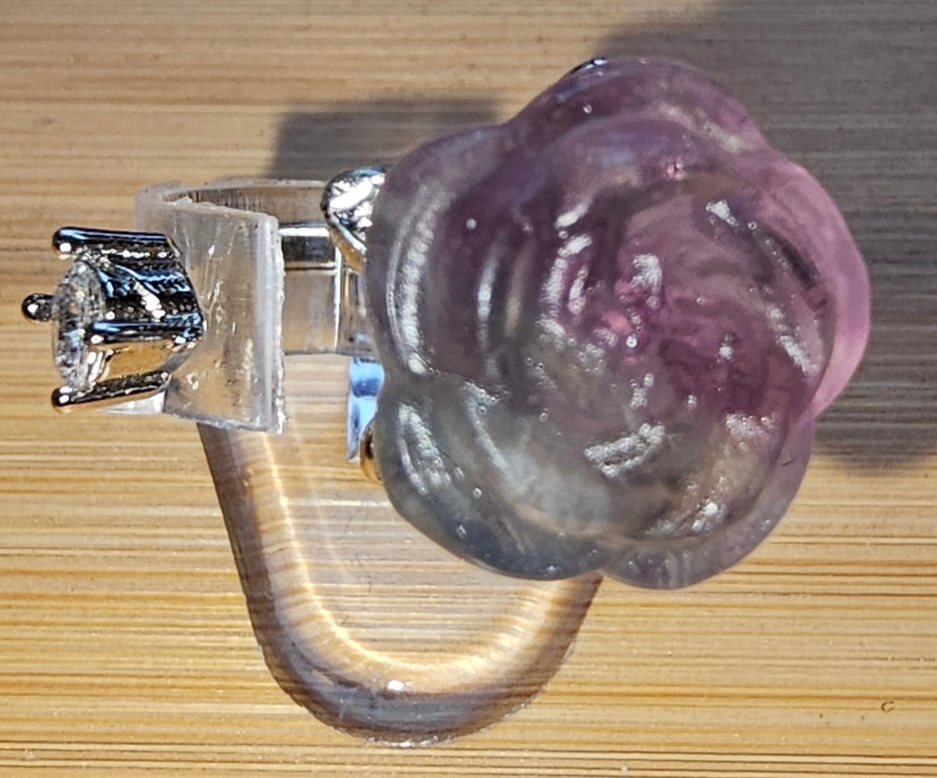Copper Ring with Crystal Stone and Adjustable Band