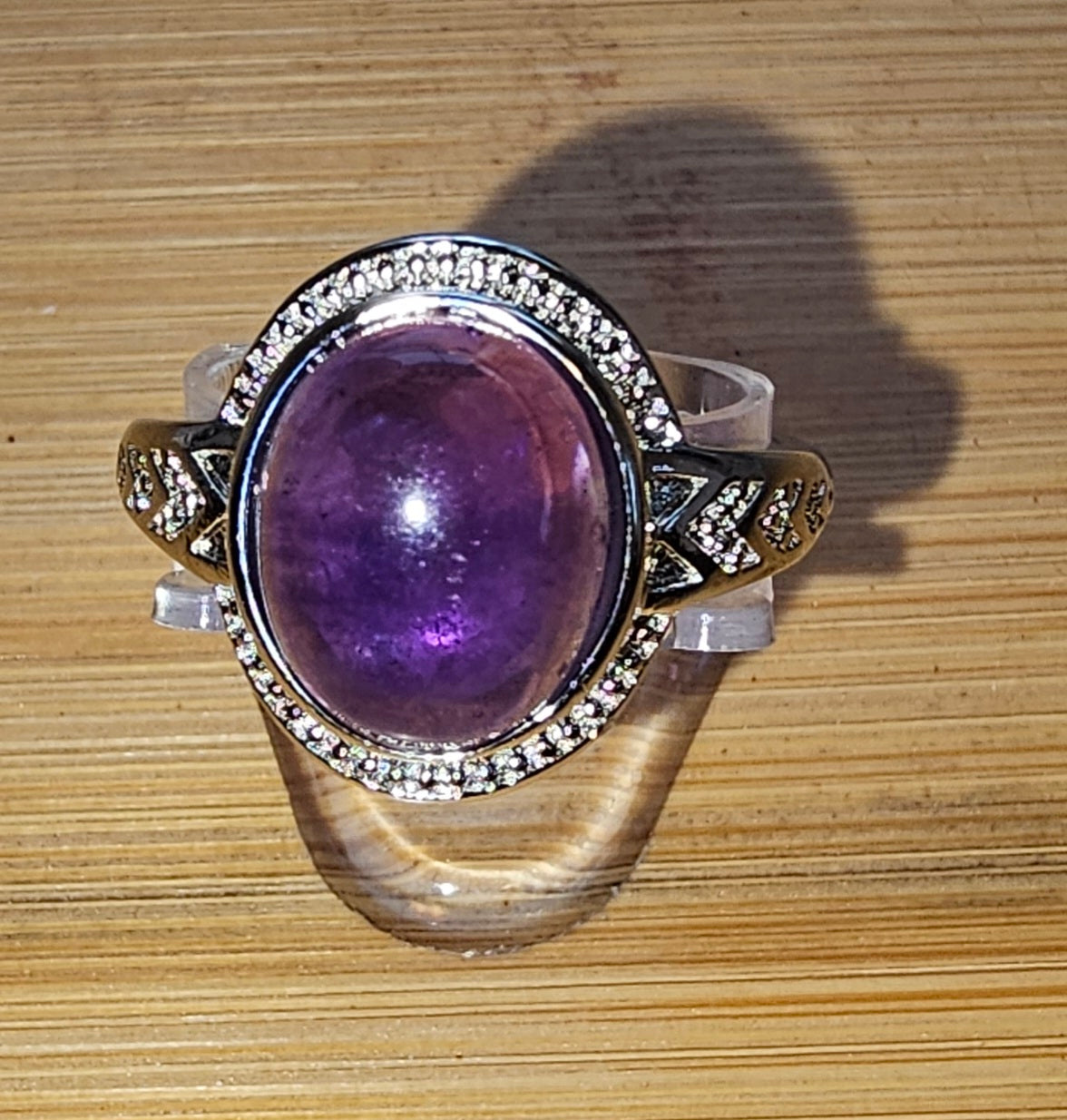 Copper Ring with Crystal Stone and Adjustable Band