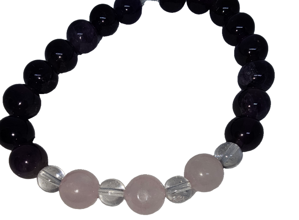 Crystal Bracelet Amethyst, Rose Quartz, Clear Quartz