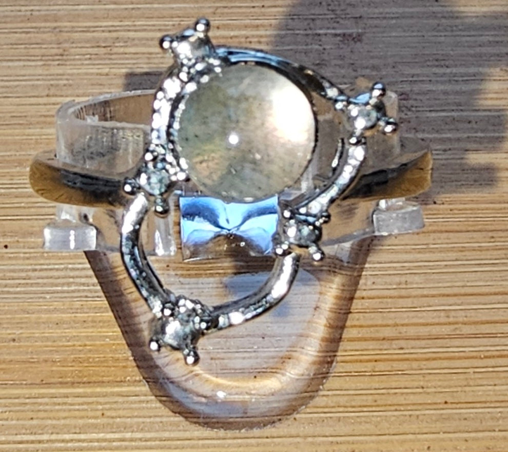 Copper Ring with Crystal Stone and Adjustable Band