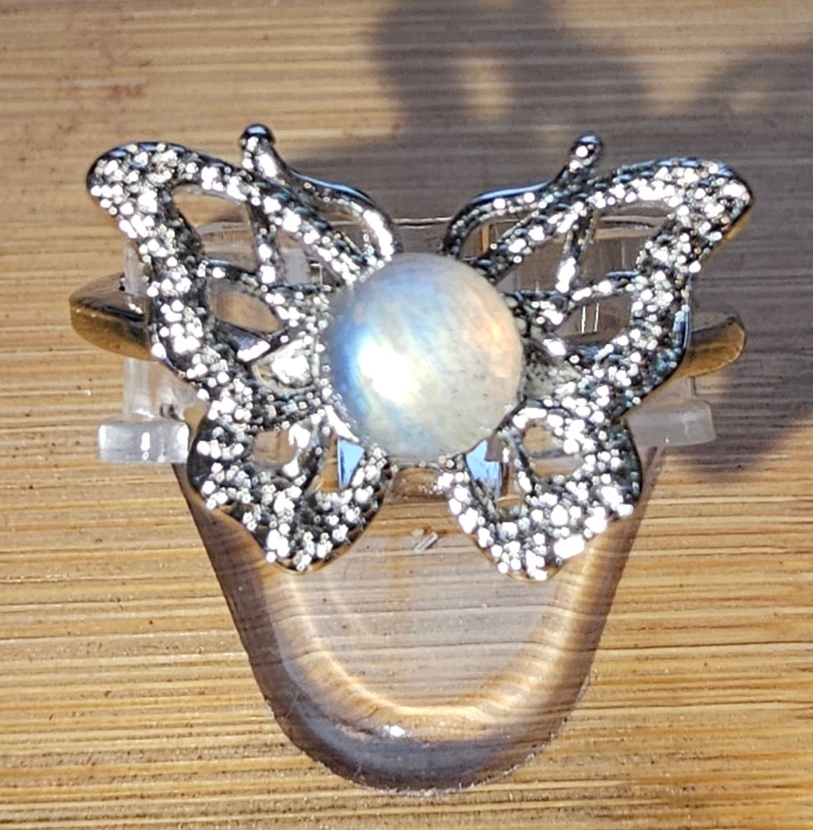 Copper Ring with Crystal Stone and Adjustable Band