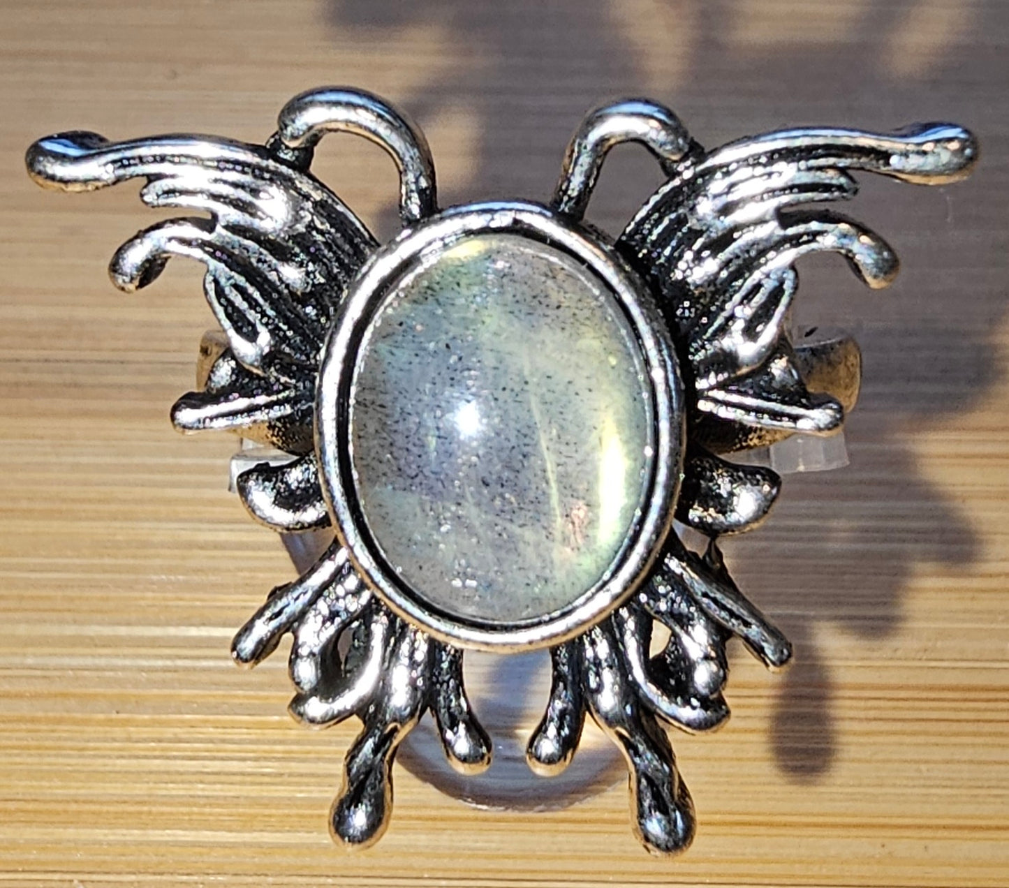 Copper Ring with Crystal Stone and Adjustable Band