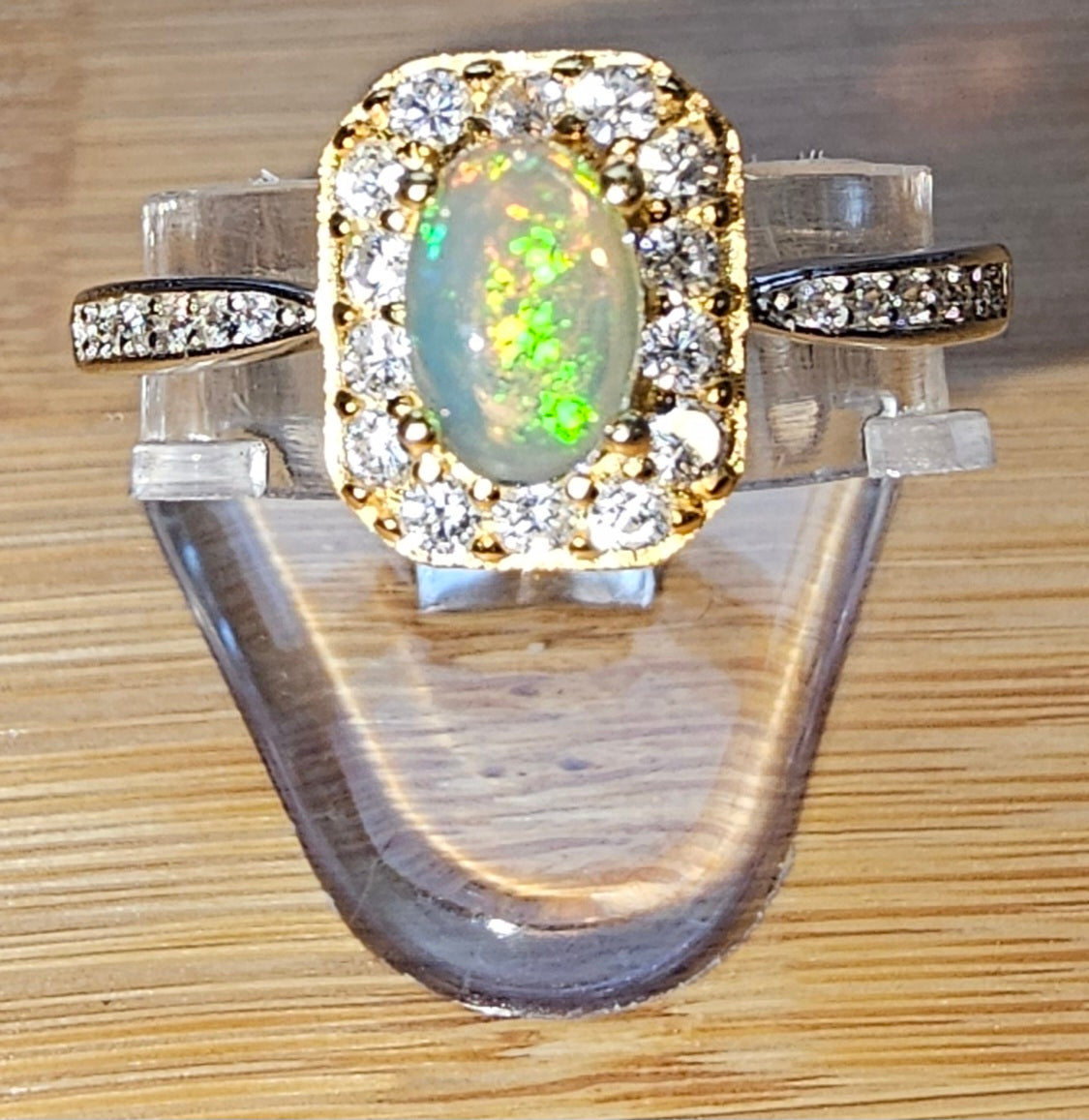 Copper Ring with Crystal Stone and Adjustable Band