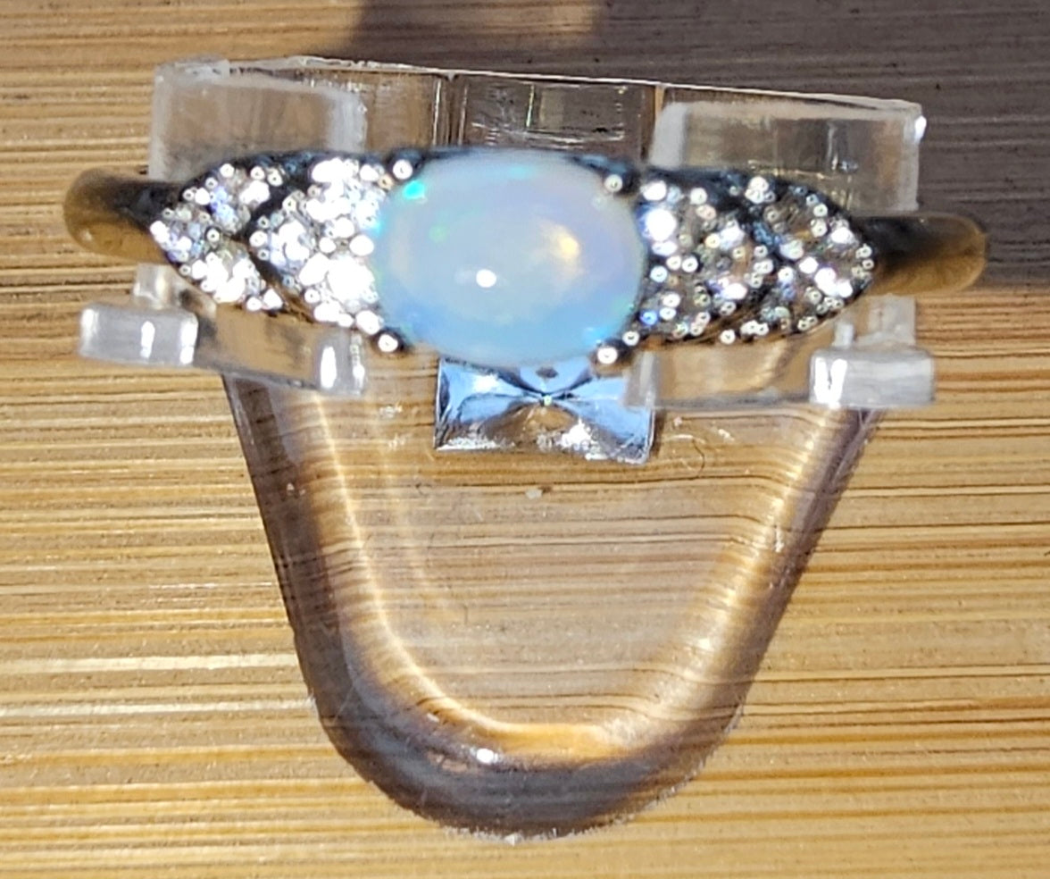 Copper Ring with Crystal Stone and Adjustable Band