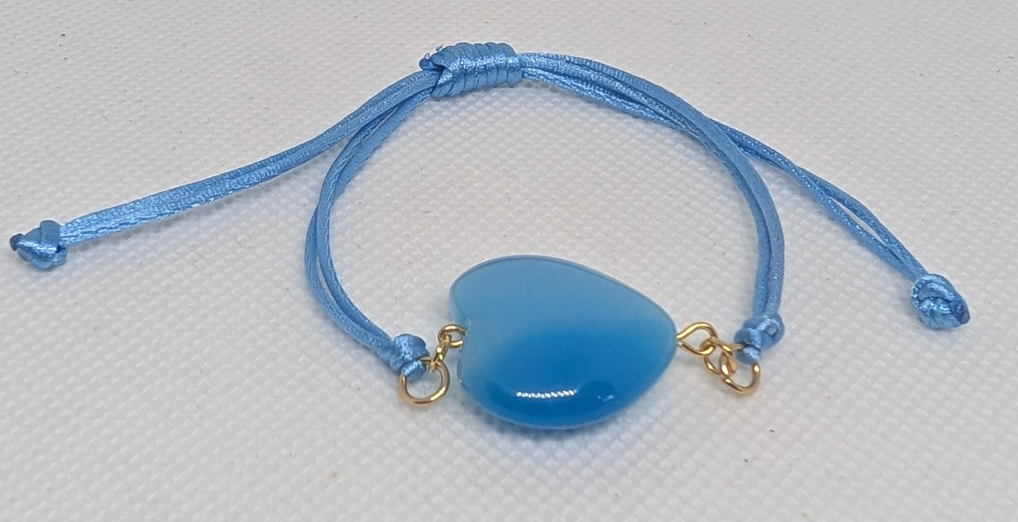 Colorful Cat's Eye Heart Adjustable Tie Bracelet