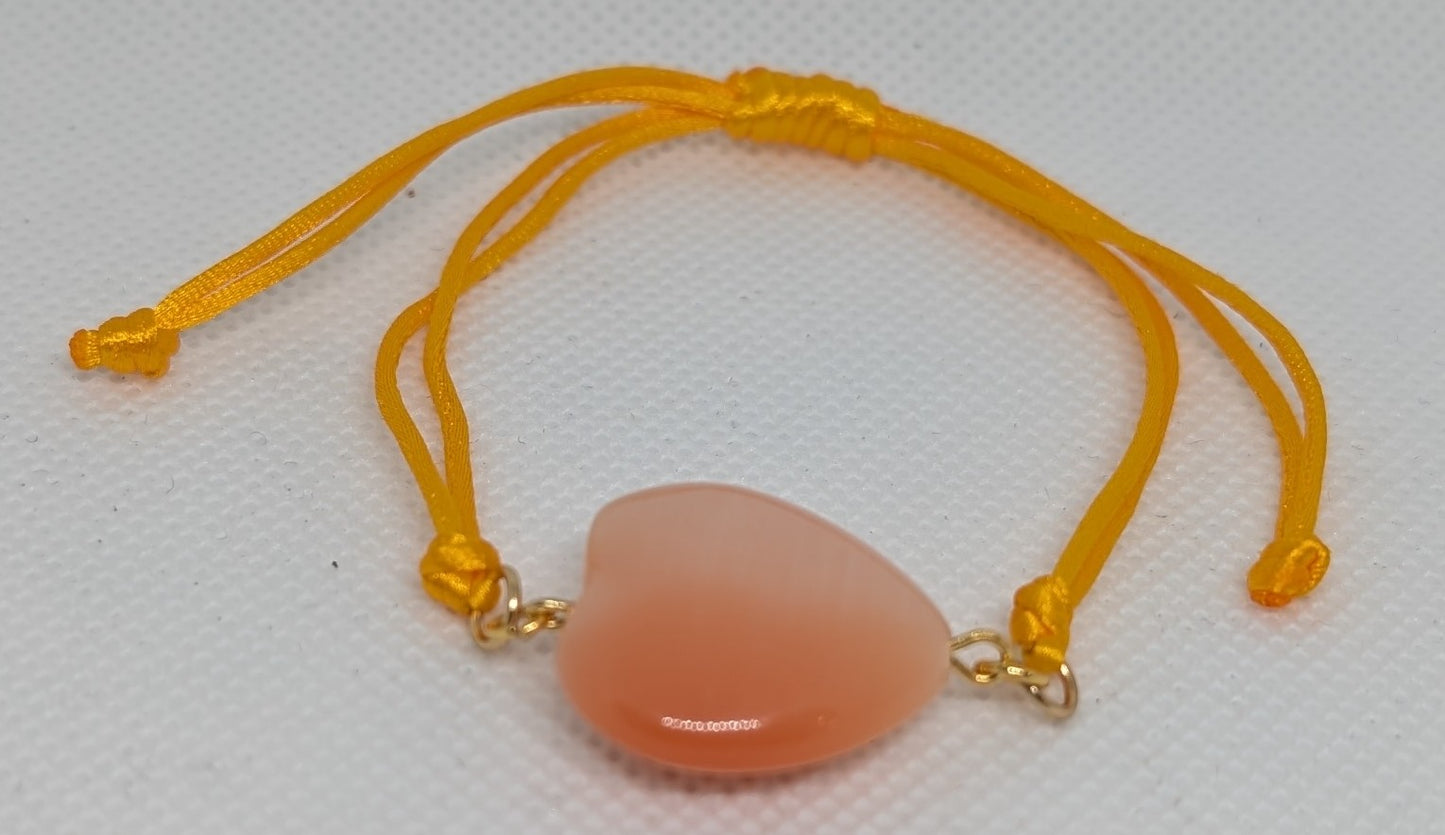 Colorful Cat's Eye Heart Adjustable Tie Bracelet