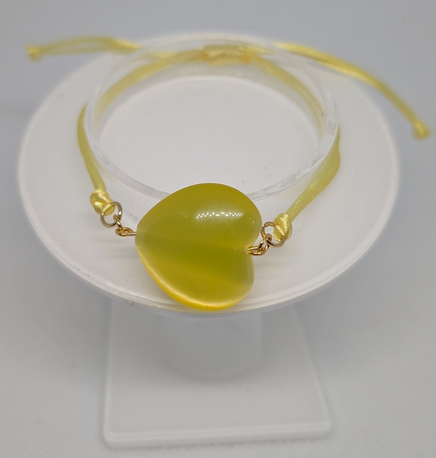 Colorful Cat's Eye Heart Adjustable Tie Bracelet