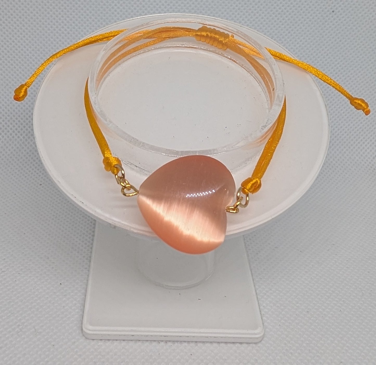 Colorful Cat's Eye Heart Adjustable Tie Bracelet
