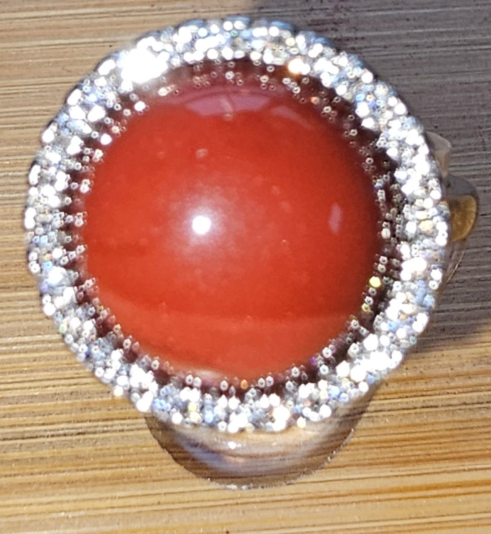 Copper Ring with Crystal Stone and Adjustable Band