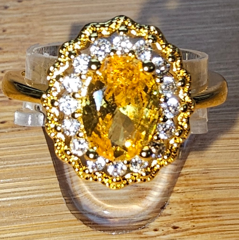 Copper Ring with Crystal Stone and Adjustable Band