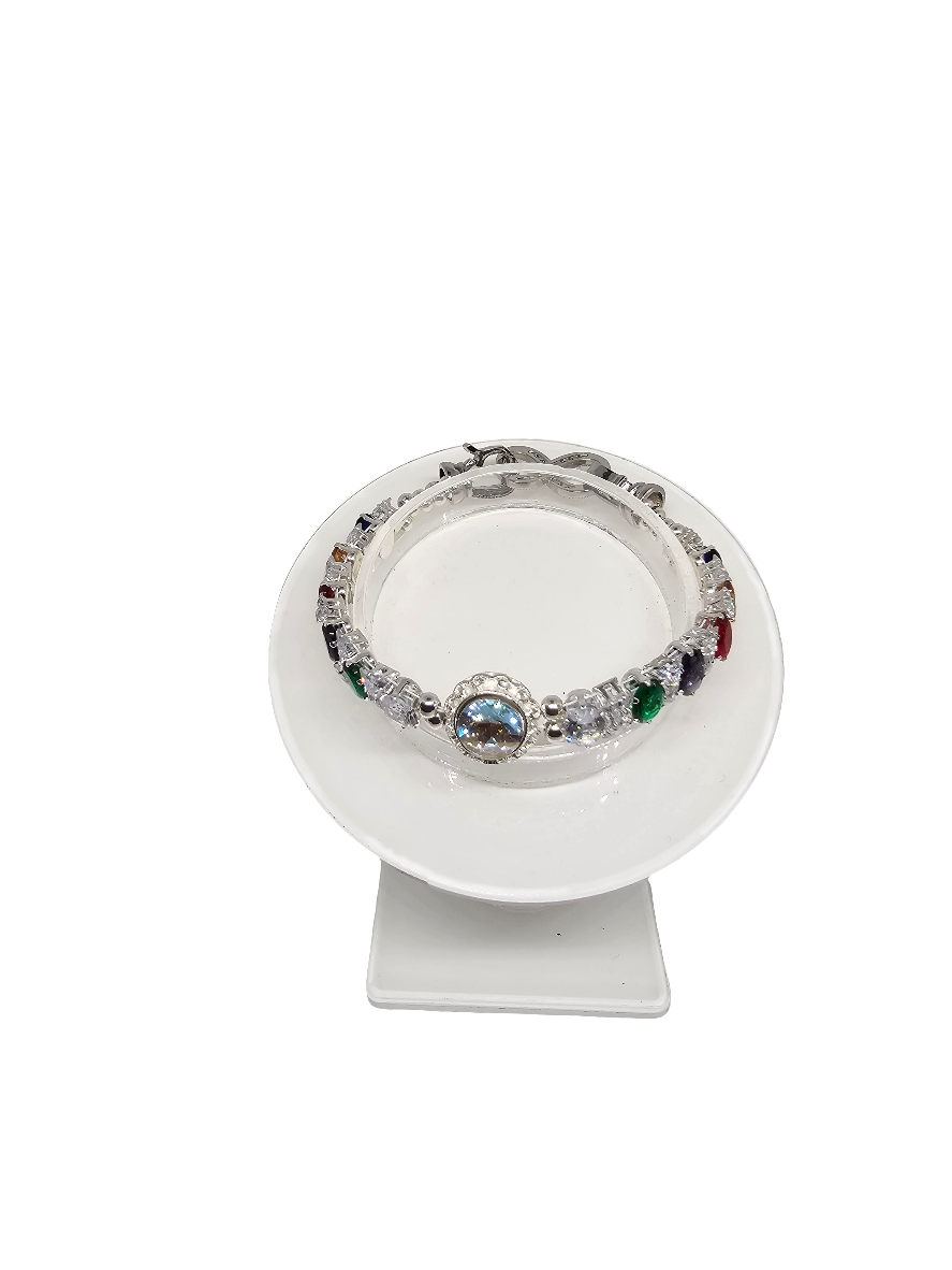 Rainbow Oval Rhinestone Bracelet
