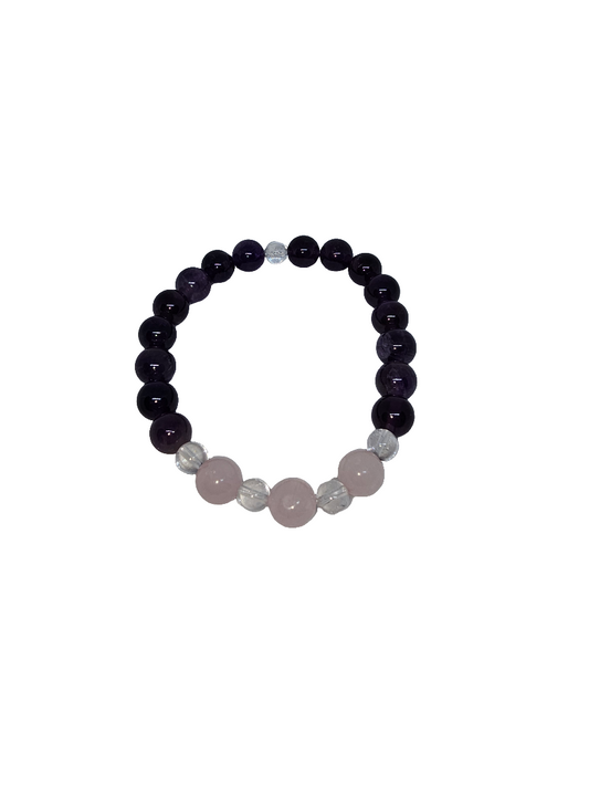 Crystal Bracelet Amethyst, Rose Quartz, Clear Quartz